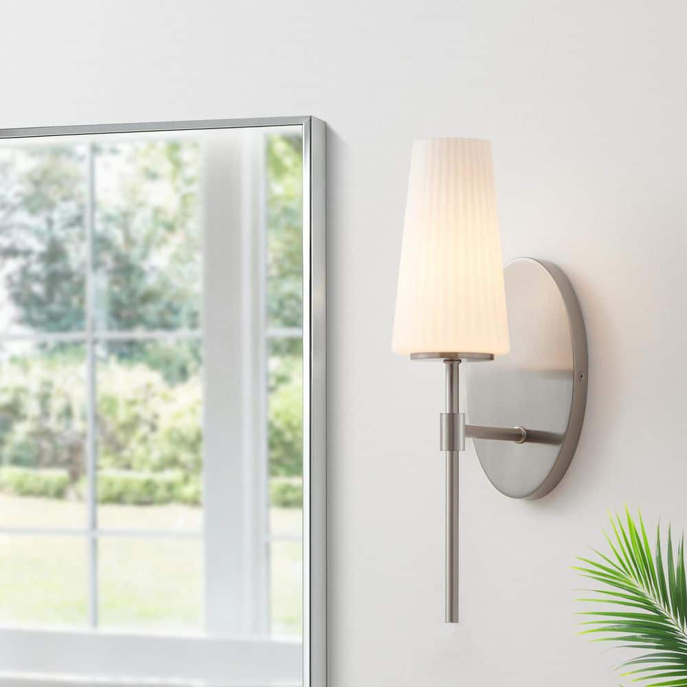 1-Light Brushed Nickel Wall Sconces with Opal Frosted Glass Shade price history on PriceWatchPro