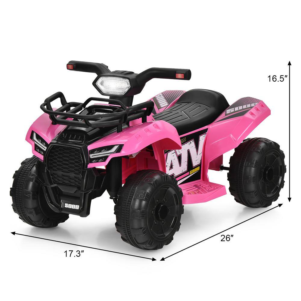 6V Pink Kids ATV Quad Ride-On with LED Lights and MP3
