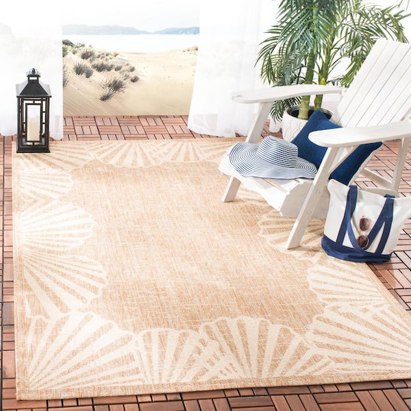 Seashell Natural/Beige 5 ft. 3 in. x 7 ft. 6 in. Indoor/Outdoor Patio  Area Rug