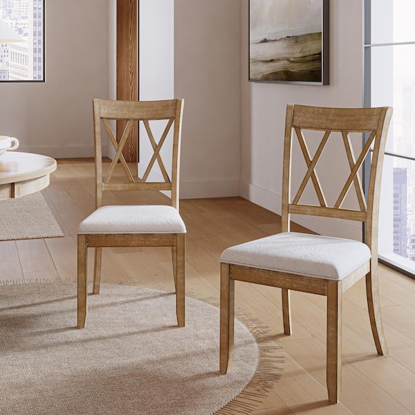 Aitana Rustic Farmhouse Natural Solid Wood Dining Chair (Set of 2)