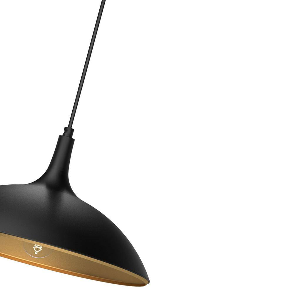 Matte Black Aluminum Bowl Pendant Light, 14.25"