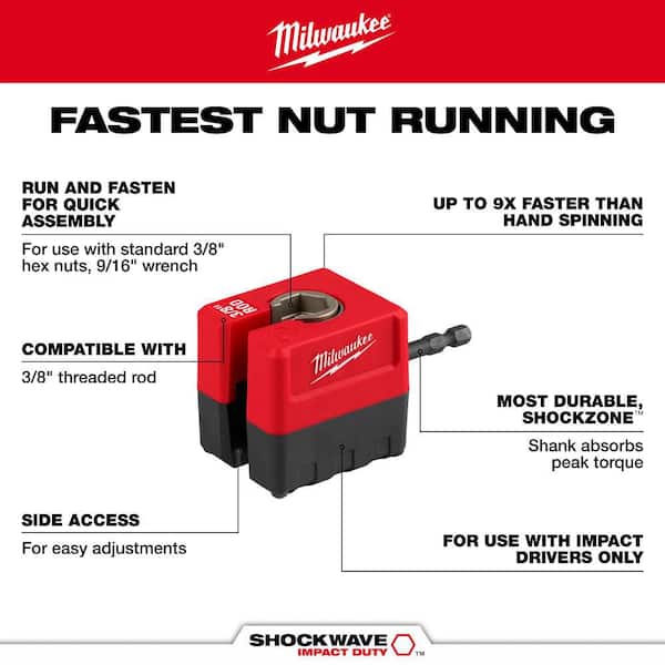 Milwaukee 3/8 in. Threaded Rod Nut Runner 48-32-2391 - The Home Depot