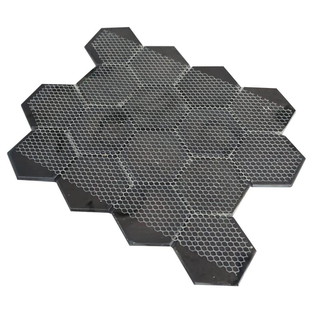 Aurora Glossy Gray Glass Hexagonal Mosaic Tile Sheet