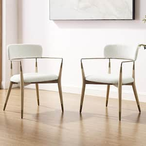 LEO White Fabric Dining Armchairs, Set of 2