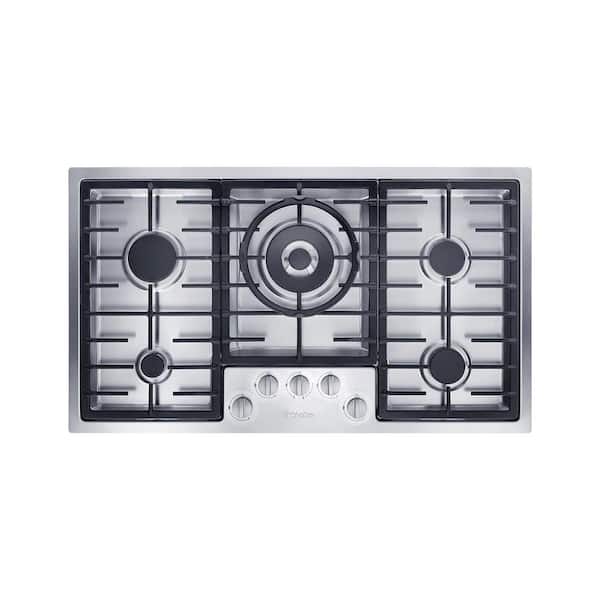 Miele 36 in. Gas Cooktop in Stainless Steel with 5 Sealed Burners