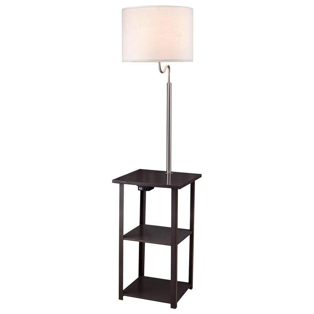 58 in. H Squared Sofa Side Shelves Table Lamp with Power Station White and Black Task and Reading price history on PriceWatchPro