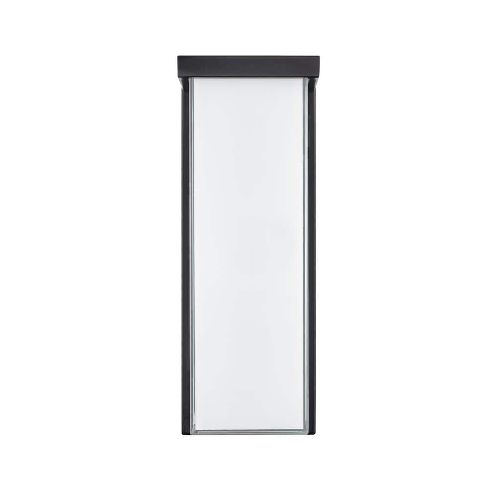 14" Black Metal LED Outdoor Wall Sconce with Frosted Glass