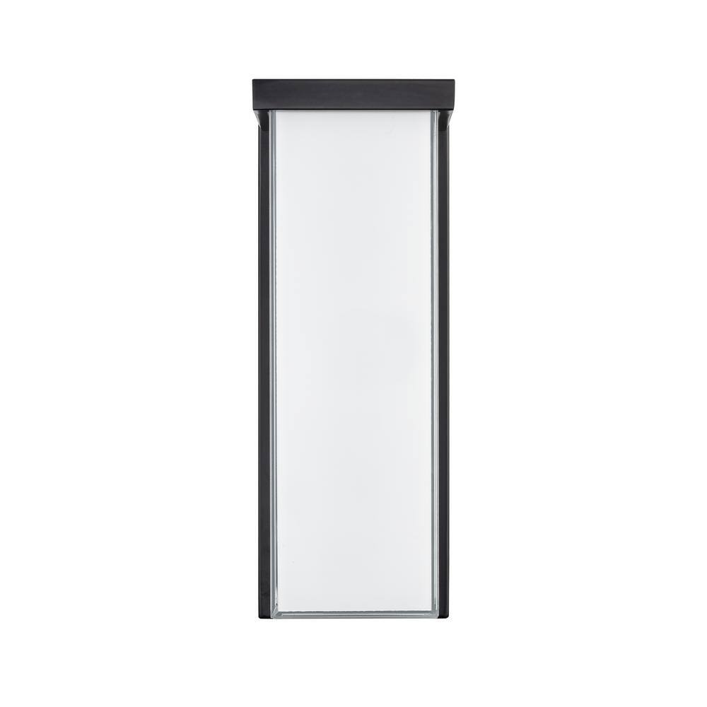 14" Black Metal LED Outdoor Wall Sconce with Frosted Glass