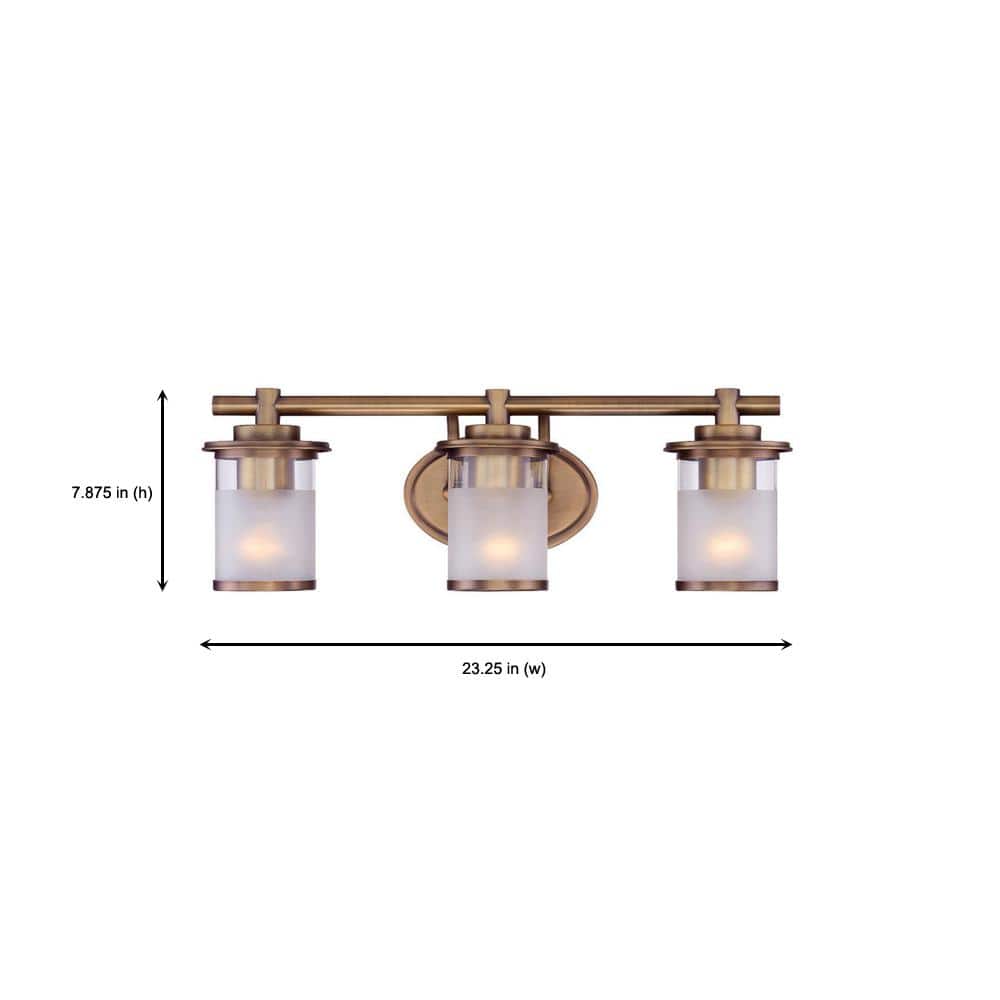 Essence Dimmable 3-Light Vanity Wall Light in Old Satin Brass