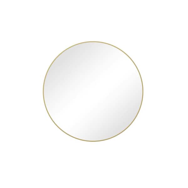 Unbranded 39 in. W x 39 in. H Round Metal Framed Wall Bathroom Vanity Mirror in Gold