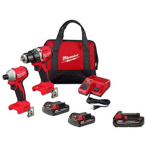M18 18V Lithium-Ion Brushless Cordless Compact Drill/Impact Combo Kit (2-Tool) w/(3) 2.0Ah Batteries