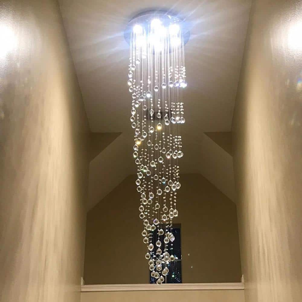 Sima 9-Light Chrome and Crystal Spiral Chandelier