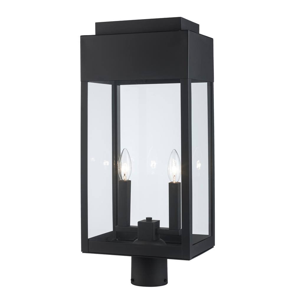 Bel Air Lighting Marley 23 in. 2Light Black Outdoor Lamp Post Light