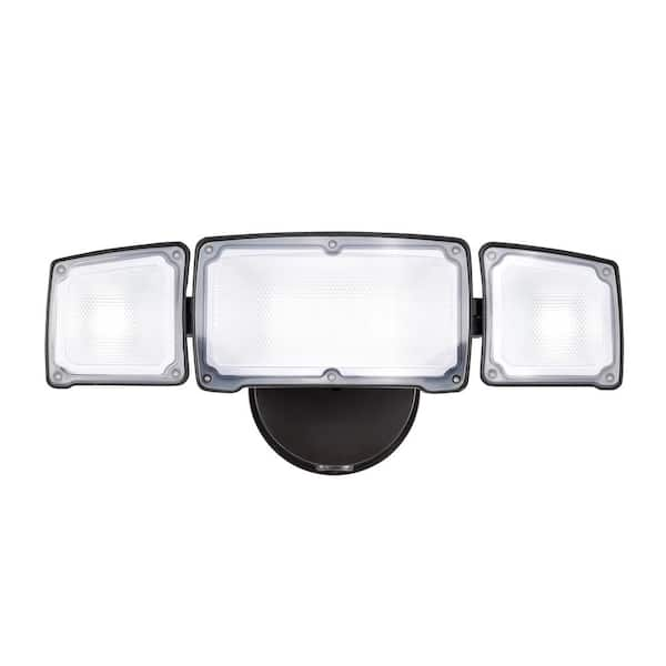 3-Light Bronze Outdoor Integrated LED Wall or Eave Mount Flood Light