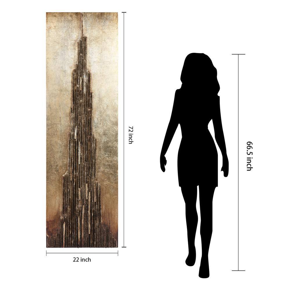 Stratified 72" x 22" Gold and Brown Mixed Media Wall Sculpture
