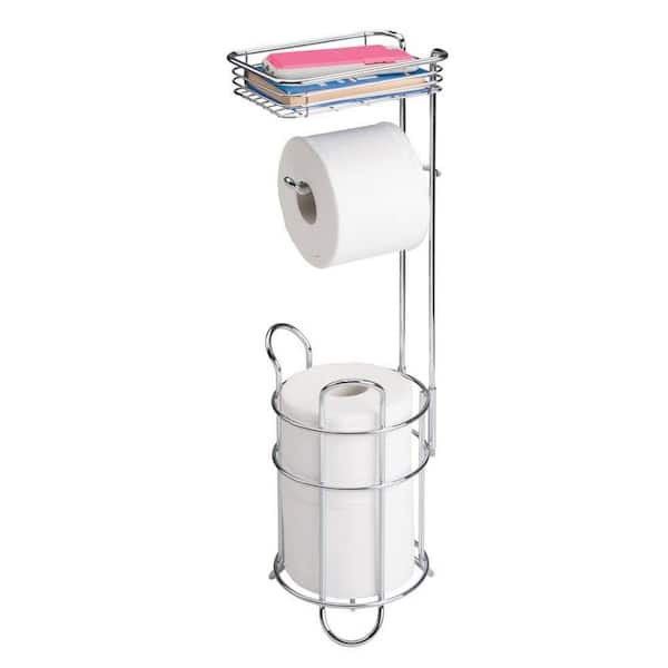 1pc Toilet Paper Holder, Tissue Paper Roll Dispenser With Storage Shelf For  Toilet, Free Standing Toilet Paper Rack With Extra Shelf, Home Organizatio