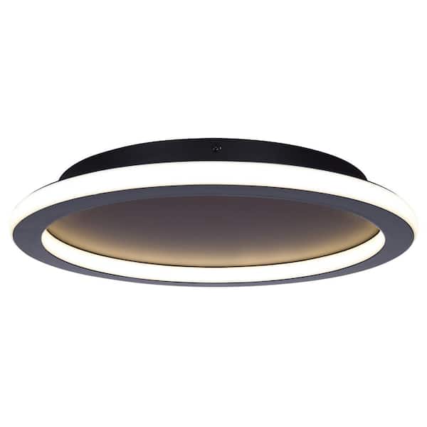CANARM GAVYN 16 in. 1-Light Integrated LED Black Modern Flush Mount