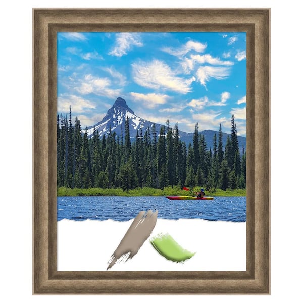 Amanti Art Angled Opening Size 16 in. x 20 in. Bronze Wood Picture Frame