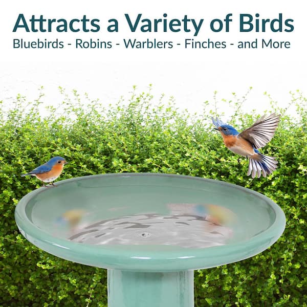 Sunnydaze Classic Seafoam Ceramic Outdoor Bird Bath, UV/Frost