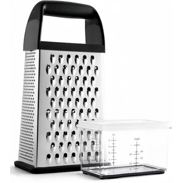 Stainless Steel Cheese Grater with Container Box and Zester for Shredding Cheese, Parmesan, and Kitchen Tasks (1-Pack)