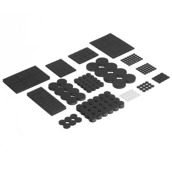 SUPER SLIDERS Assorted Black Heavy-Duty Bumpers and Felt Pads (300-Pack)