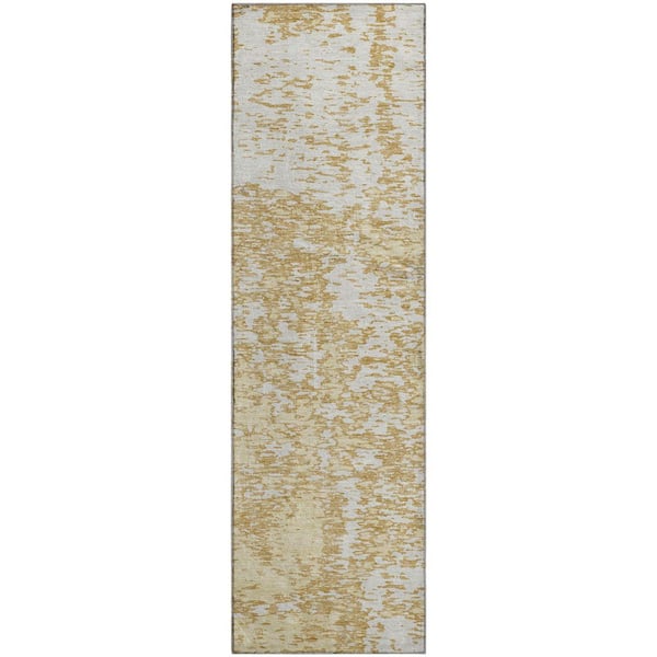 Addison Rugs Mayfield Premium Machine Washable Abstract AMF946 Gold 2 ft. 3 in. x 7 ft. 6 in. Runner Rug