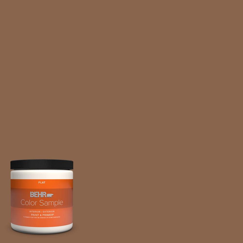 BEHR PREMIUM PLUS 8 oz. #S220-7 Molasses Flat Interior/Exterior Paint ...