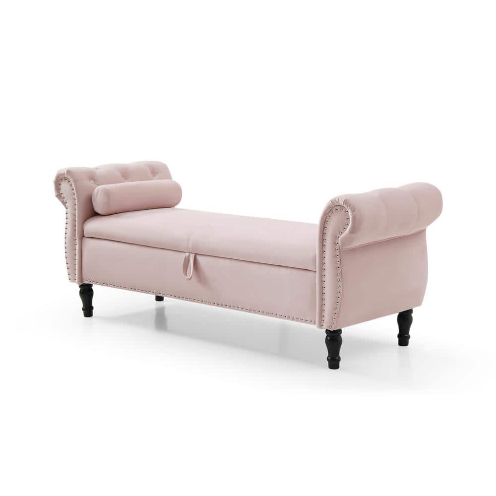 Donason Light Pink Storage Bench (63 in. L x 22.1 in. W x 24 in. H) ZYP540526 The Home Depot