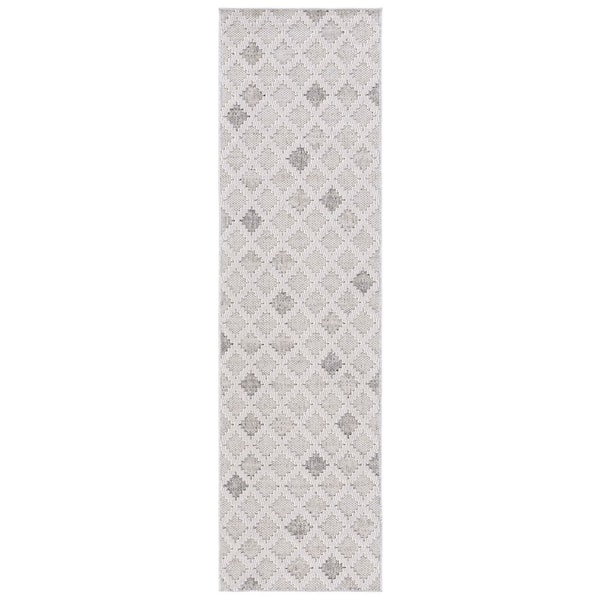 Global 2 ft. x 8 ft. Gray/Ivory Diamond High-Low Runner Rug