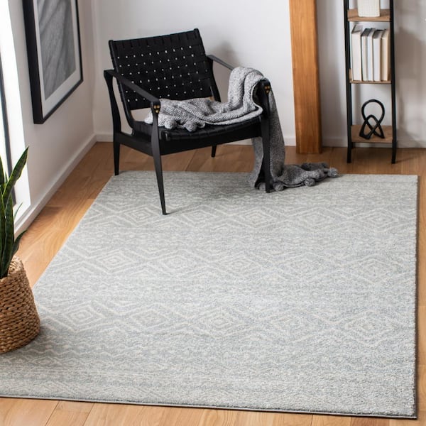 Tulum 11 ft. x 11 ft. Square Light Gray/Ivory Striped Geometric Diamonds Area Rug