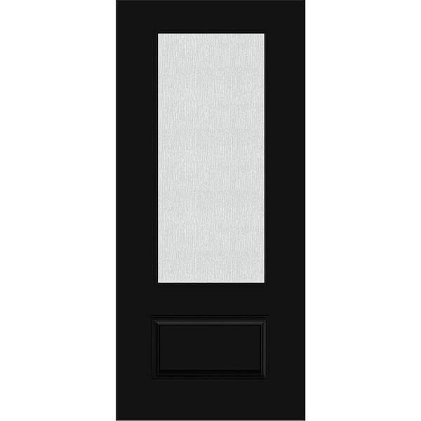 Steves & Sons Legacy 36 in. x 80 in. Universal Handing 3/4 Lite Rain Glass Black Finish Fiberglass Front Door Slab