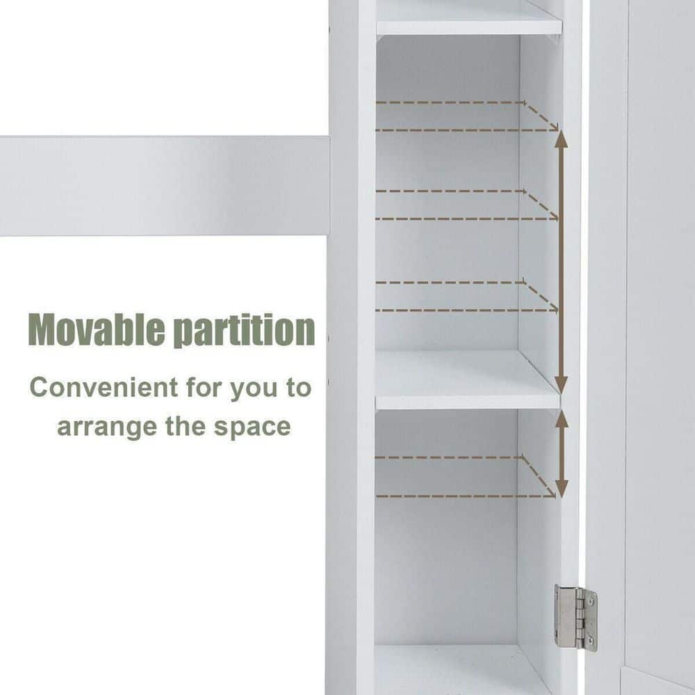 White MDF Over-the-Toilet Storage Cabinet with Adjustable Shelves