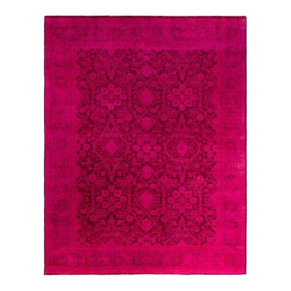 Overdyed Pink 9 ft. x 12 ft. Solid Wool Indoor Area Rug
