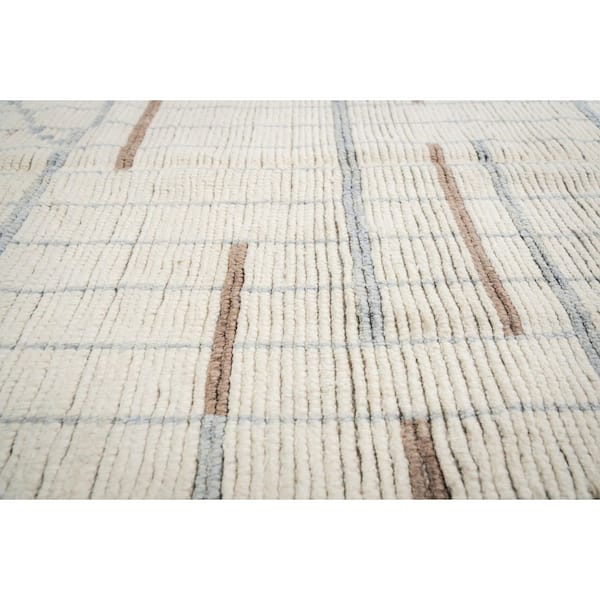 Beige Hand-Knotted Wool Marrakech Handspun Area Rug – Contemporary Moroccan Style Rug, Area Rug