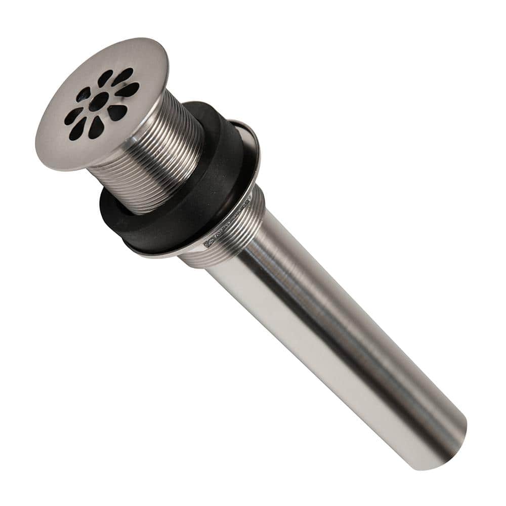 Premier Copper Products 1.5 in. NonOverflow Grid Bathroom Sink Drain, Brushed Nickel D207BN