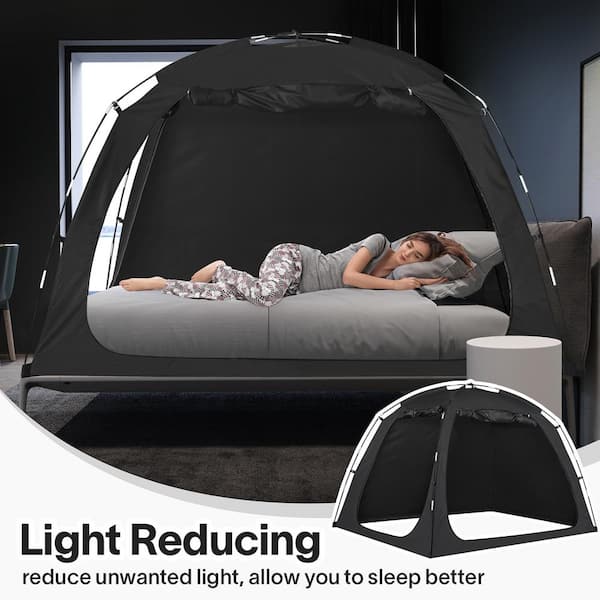 EighteenTek Grey Indoor Pop Up Portable Blackout Bed Canopy Tent