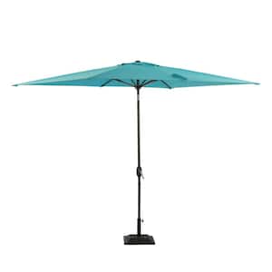 10 ft. Aluminum Pole Rectangular Market Patio Umbrella in Light Blue
