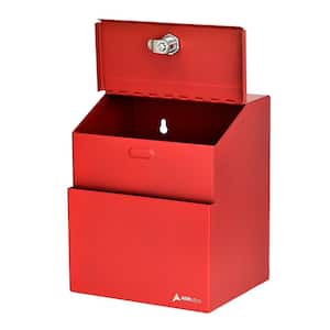 Wall Mountable Steel Locking Suggestion Box in Red (2-Pack)