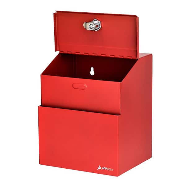 Wall Mountable Steel Locking Suggestion Secure Drop Box in Red (2-Pack)