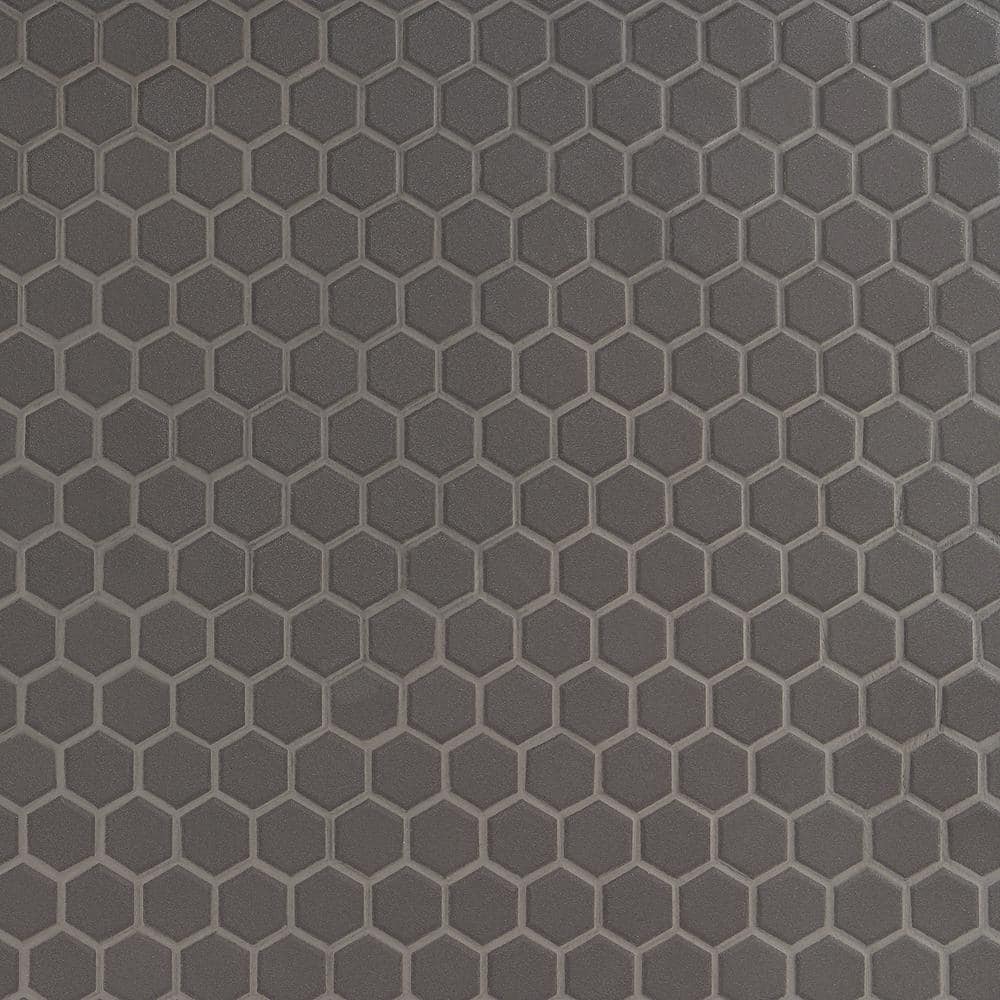 Slim 10.23" x 11.81" Black Polished Porcelain Mosaic Tile