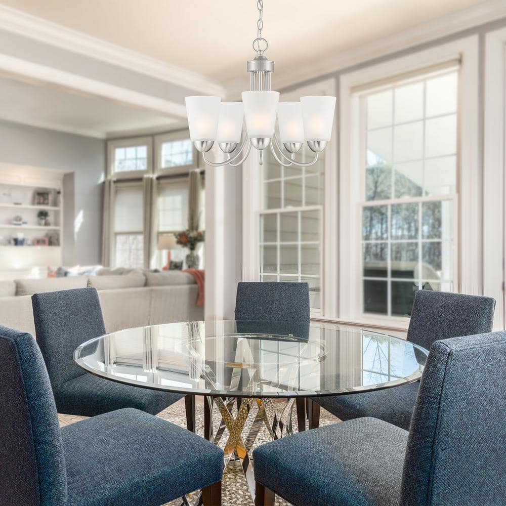 Malone 20" Brushed Nickel 5-Light Chandelier