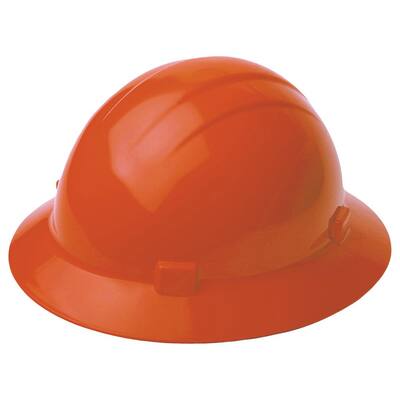 4 Point Nylon Suspension Slide-Lock Full Brim Hard Hat in Orange