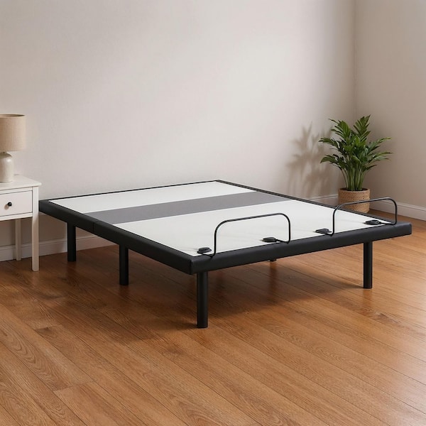Best Base with Lumbar and Audio Black Metal Frame California King Platform Bed with Massage and Wireless Remote