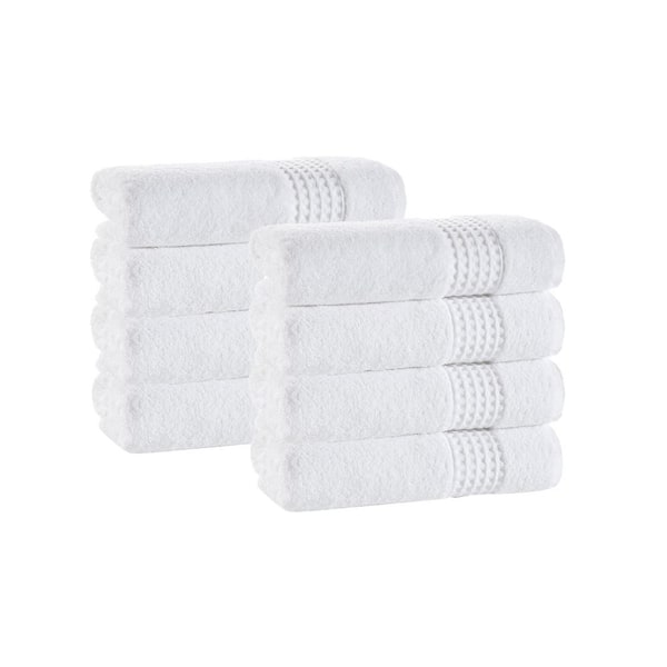 Enchante Home Ela 8-Pieces White Turkish Cotton Hand Towels