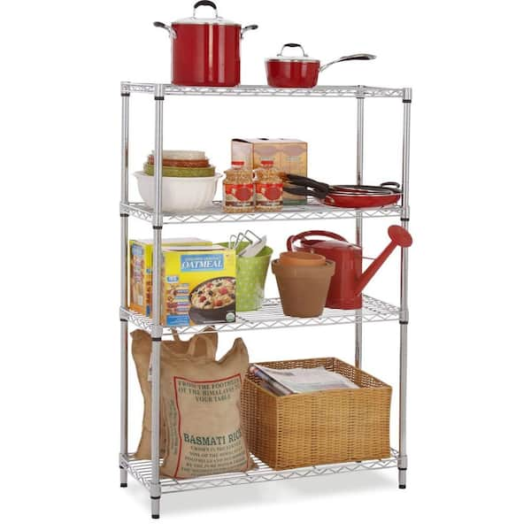 4-Tier Steel Wire Shelving Unit in Chrome (36 in. W x 54 in. H x 14 in. D)