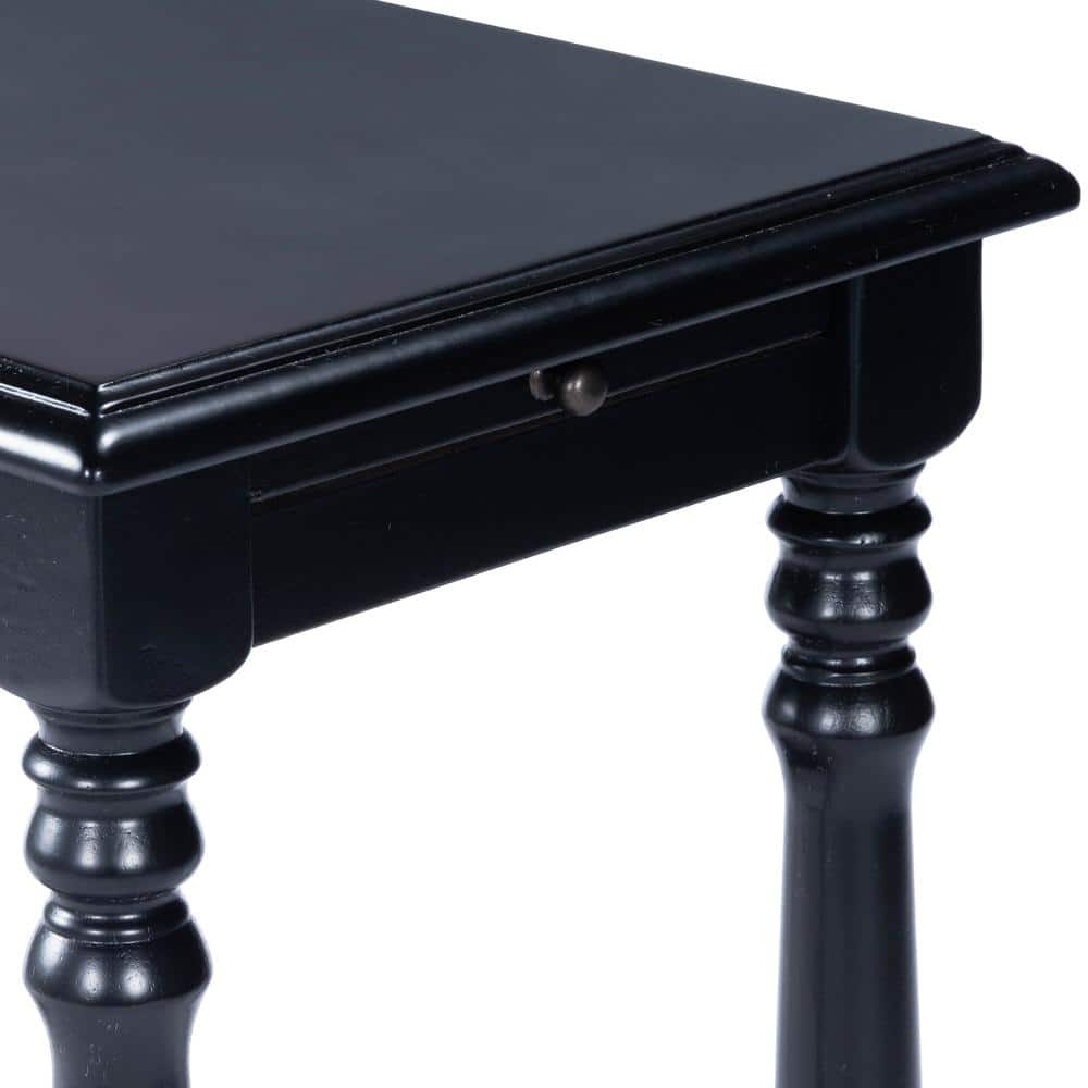 Devane Black Licorice Chairside Table with Pullout Shelf