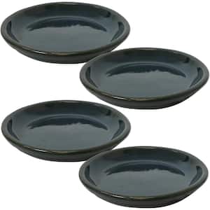 7 in. Forest Lake Green Ceramic Planter Saucer (Set of 4)