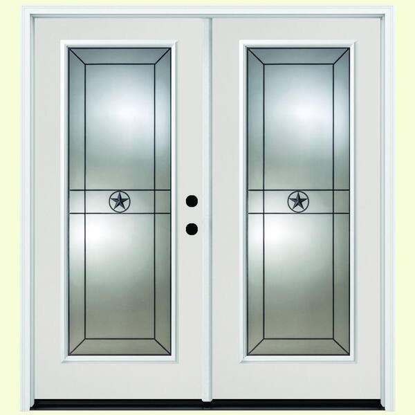 Steves & Sons 56 in. x 80 in. Alamo White Primed Prehung Left-Hand Inswing Clear Full Lite Fiberglass Patio Door