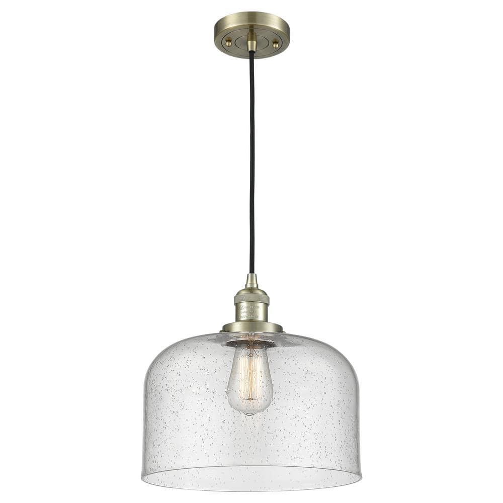 Bell 60-Watt 1-Light Antique Brass Standard Mini Pendant Light with Seedy Glass, No Bulbs Included price history on PriceWatchPro