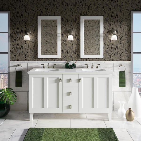KOHLER Poplin 60 in. W x 22 in. D x 35 in. H Bathroom Vanity Cabinet without Top in Linen White